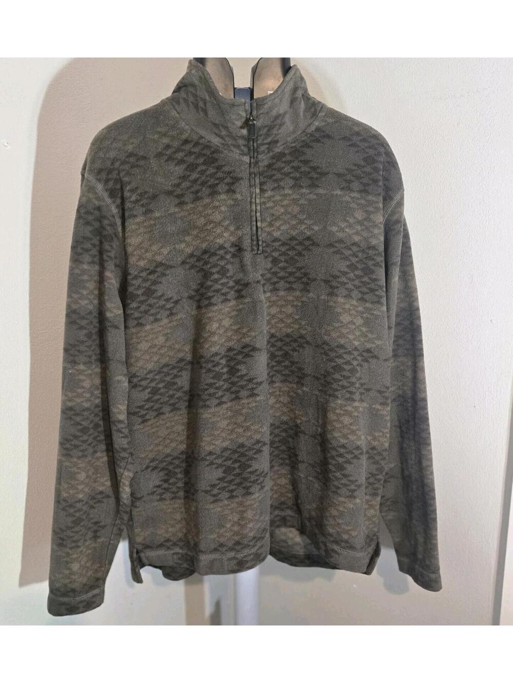 Wrangler Outdoor 1/4 Zip Pullover Fleece Sweater Gray Geometric Men's Size 2XL